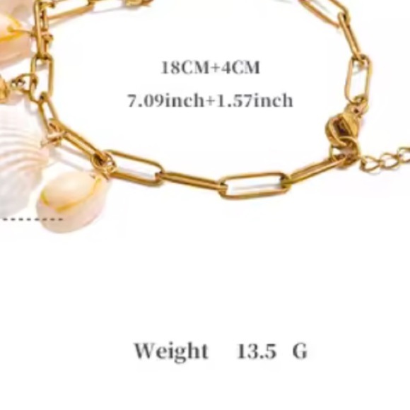 Gold Summer adjustable Gold and White Shell Charm Bracelet - Picture 8 of 13